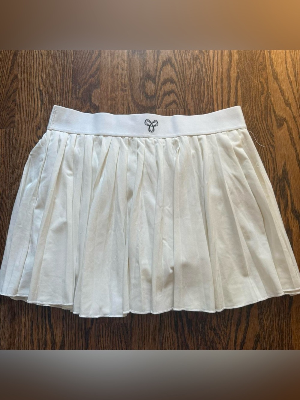 TNA White Pleated Mini Skirt with Logo Waistband
